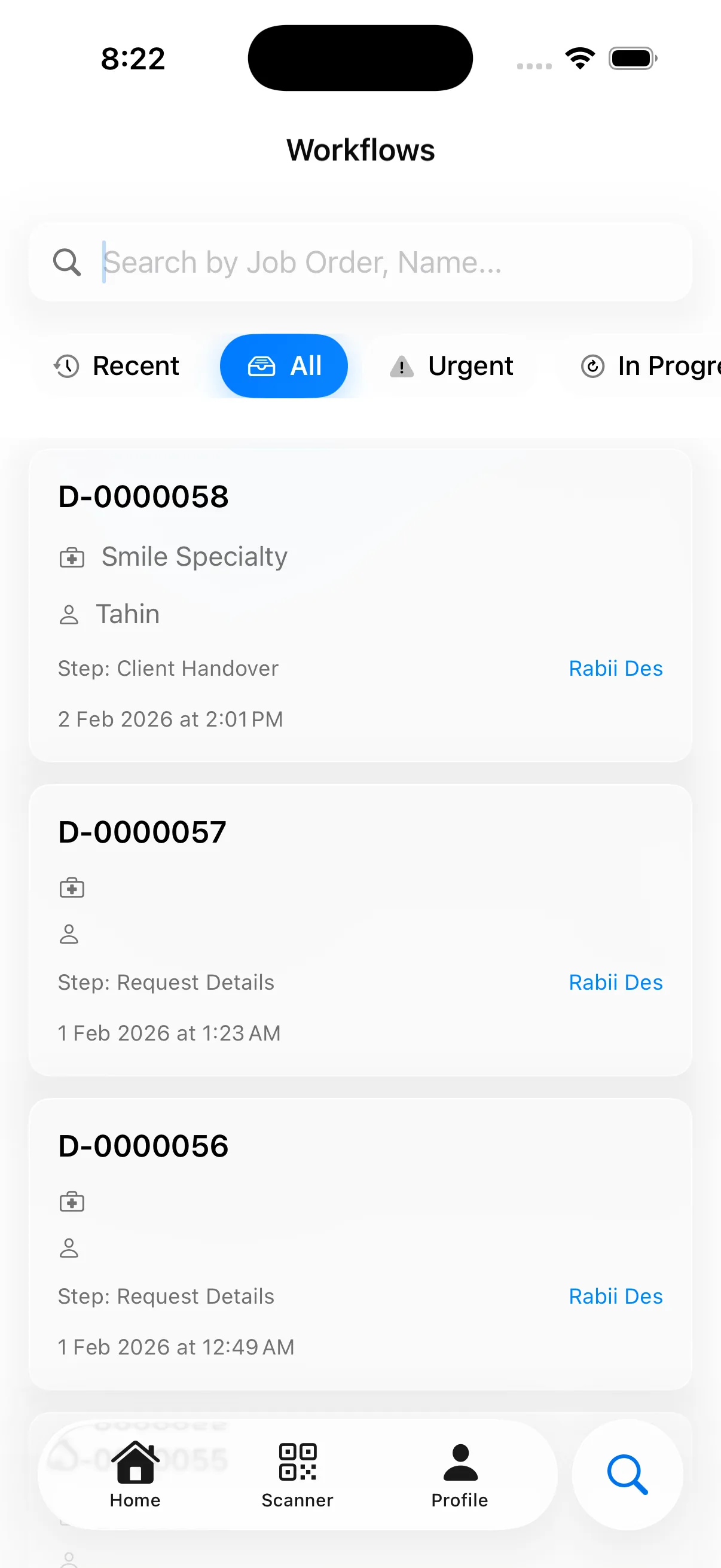 Reports and search interface